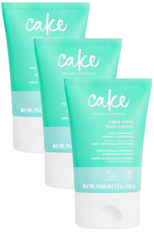 Cake Beauty Walk Triplemint Foot Crème, 3.4 Fluid Ounce (Pack of 3) | alldaygood beauty