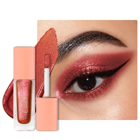 Oulac Liquid Glitter Eyeshadow Liquid Eyeshadow Duo-Chrome| Red Liquid Eyeliner Shimmer| Non-creasing Lightweight Moisturizing Formula Easy to Remove. Vegan & Cruelty-Free (18) | alldaygood beauty