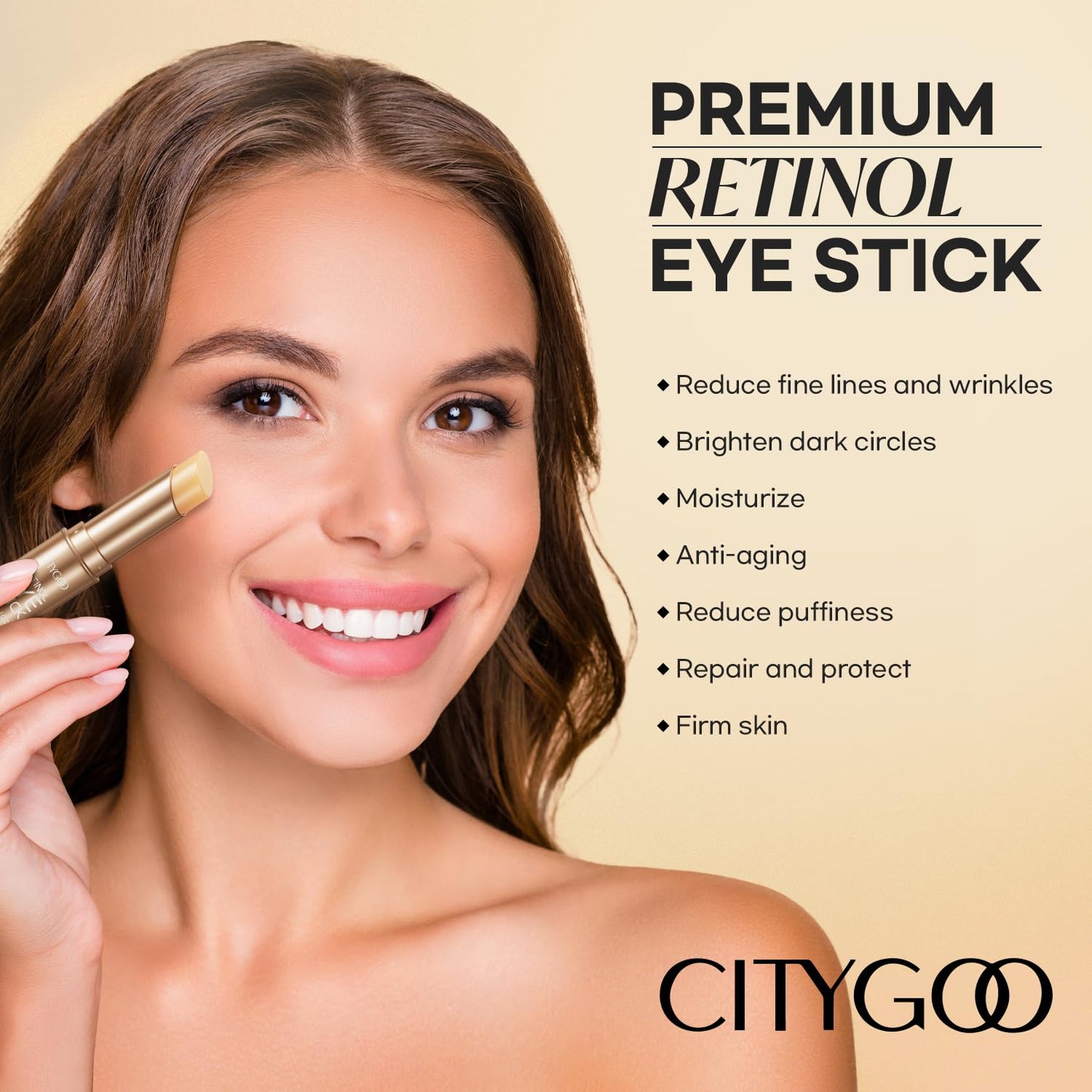 CITYGOO Retinol Eye Stick With Collagen, Hyaluronic Acid For Dark Circle, Under Eye Cream Anti Aging, For Puffiness and Bags Reduces Fine Lines (Retinol Eye Stick, 1pcs)