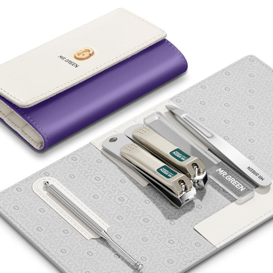 MR.GREEN Colorful Manicure Set Practical Pedicure Kits Nail Clippers Personal Care Tools Facial Hair Scissors with Fashion Case (Mr-6684 Purple) | alldaygood beauty