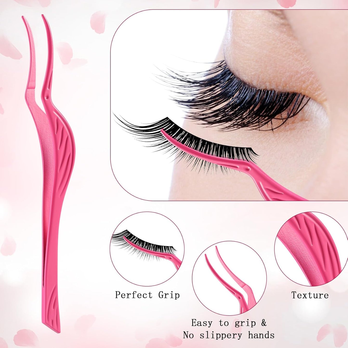 Eyelash Applicator Tool 3-pcs Lash Applicator Tool Set with Eyelash Extension Tweezers, Brush – Professional Eye Lash Applicator Tools for DIY Eyelash Extensions, Cluster Lashes