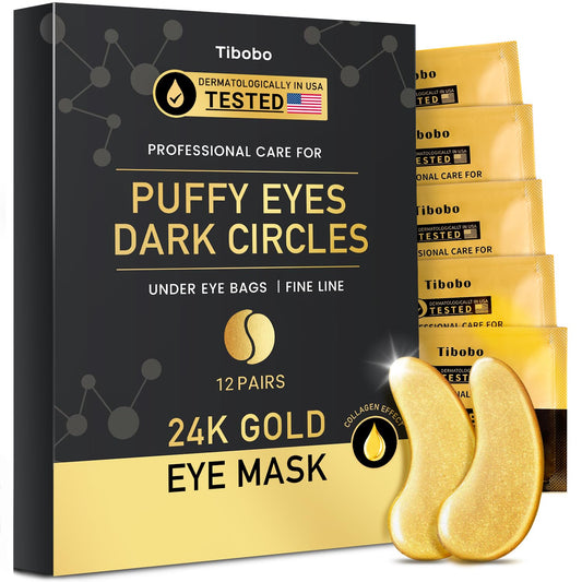 Under Eye Patches (12 Pairs) - 24K Gold Eye Masks Enriched with Abundant Collagen for Dark Circles, Puffy Eyes, Wrinkles - Gifts for Women Skin Care - Vegan & USA Tested | alldaygood beauty