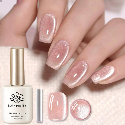Born Pretty Magnetic Gel Nail Polish Jelly Cat Magnetic Eye Gel Polish Crystal Transparent Auroras Nail Gel for Salon Home DIY Manicure Use | alldaygood beauty