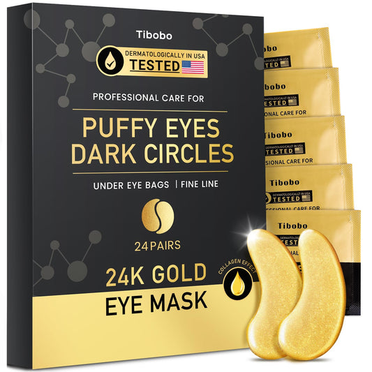 Under Eye Patches (24 Pairs) - 24K Gold Eye Masks Enriched with Abundant Collagen | Diminish Dark Circles and Puffiness | Anti-Aging, Smooth Fine Line, Nourish Skin - Gifts for Women Skin Care | alldaygood beauty