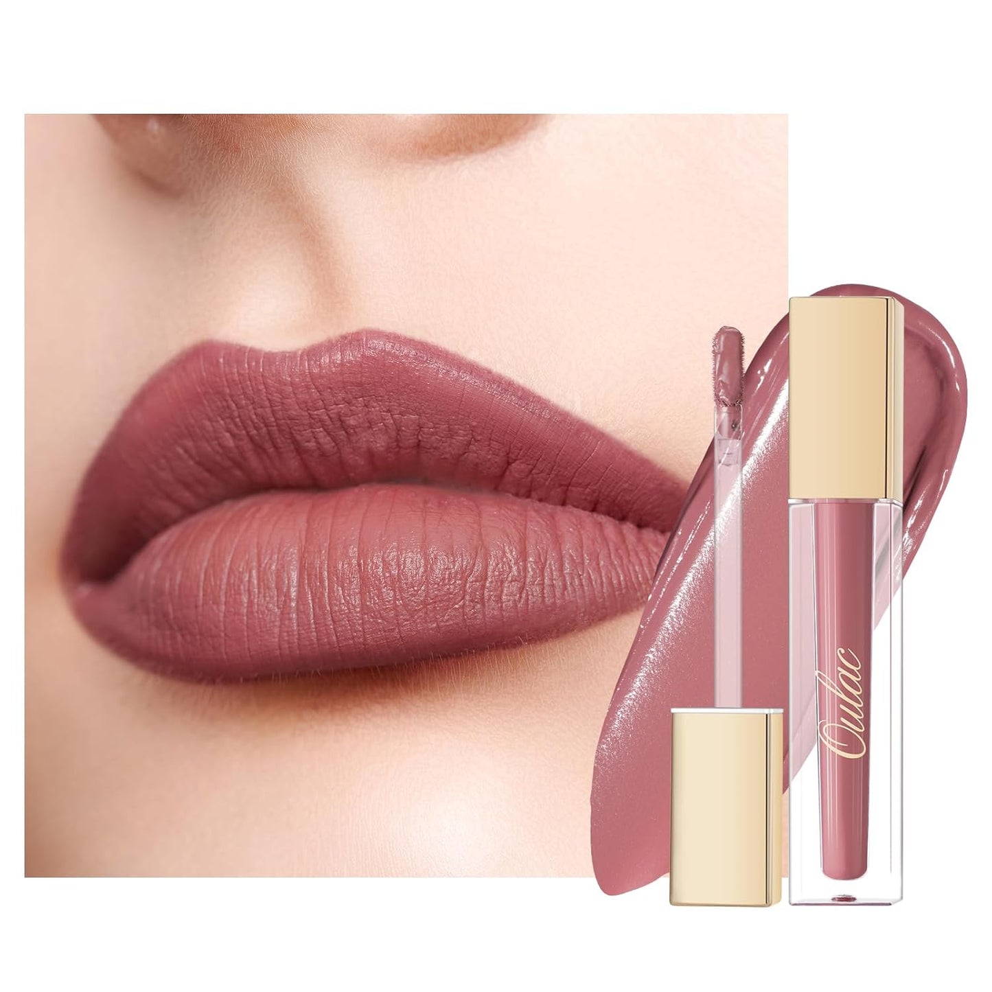 Oulac Matte Mauve Pink Lipstick for Women, Nude Pink Long Lasting Lipstick Waterproof Lip Stain, No Transfer, Creamy High Pigmented Formula with Rose Oil, Vegan & Cruelty-Free M26