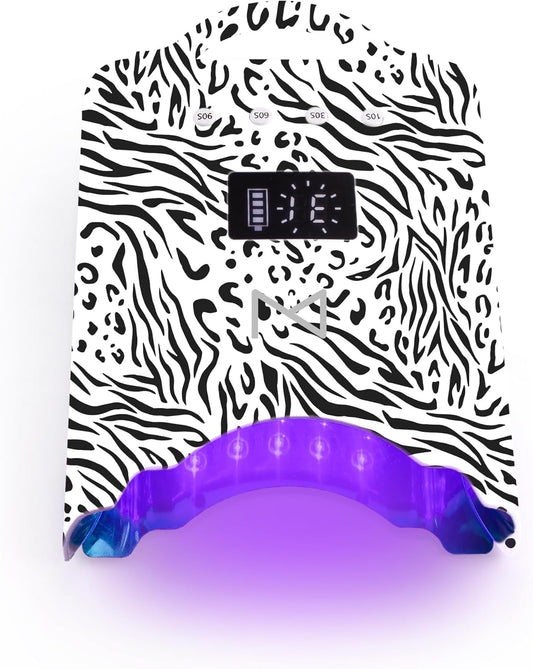 M - NEO Cordless & Rechargeable Nail Curing Lamp 78W with 4 LCD Time Display Timer, Auto Sensor, and Spacious Interior for All Hand Sizes and Nail Lengths (Zebra) | alldaygood beauty