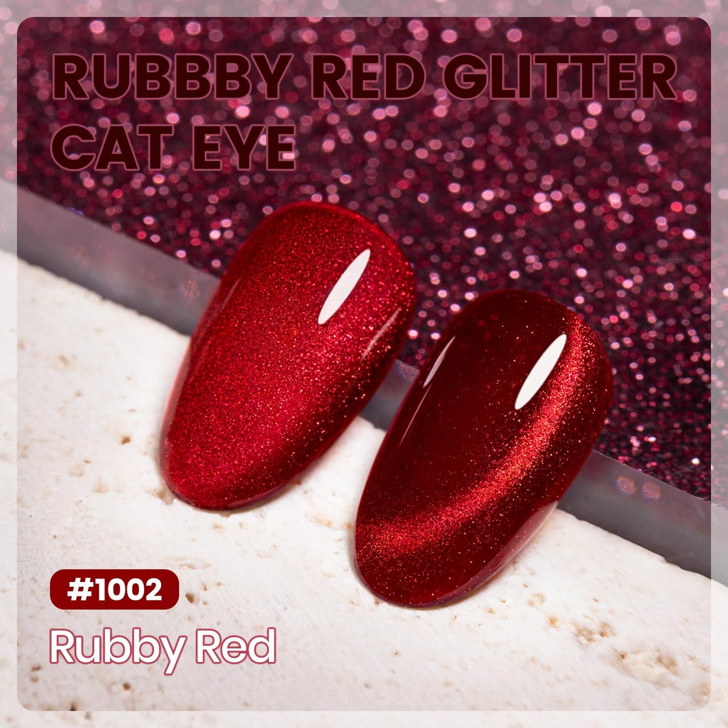 RARJSM Cat Eye Gel Nail Polish Diamond Dark Black Wine Red Cateye Velvet Glitter Gel Polish 15ml Single Bottle with Magnet Stick UV LED Curing Requires Soak Off for Home Salon Christmas Manicure