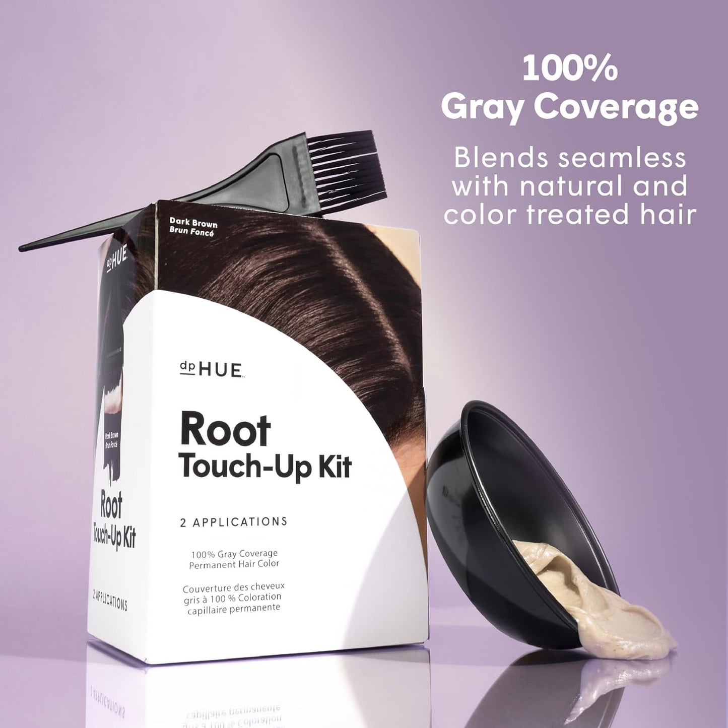 dpHUE Root Touch-Up Kit, Dark Brown - Permanent Hair Color for Gray Coverage - Includes Two Applications - Paraben, SLS & SLES Sulfate Free - Leaping Bunny Certified