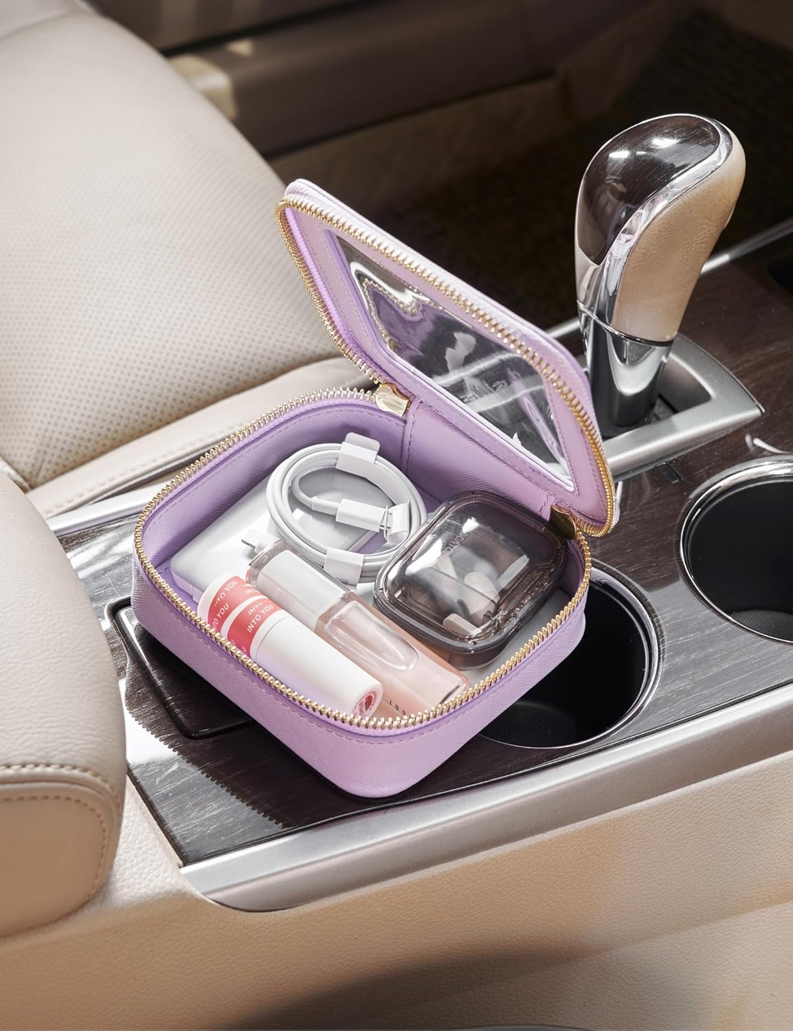 Popvibe Clear Makeup Bag Travel Cosmetic Case Transparent Toiletry Bag with Zipper, Portable Make Up Organizer Traveling Compact Car Bag for Essentials