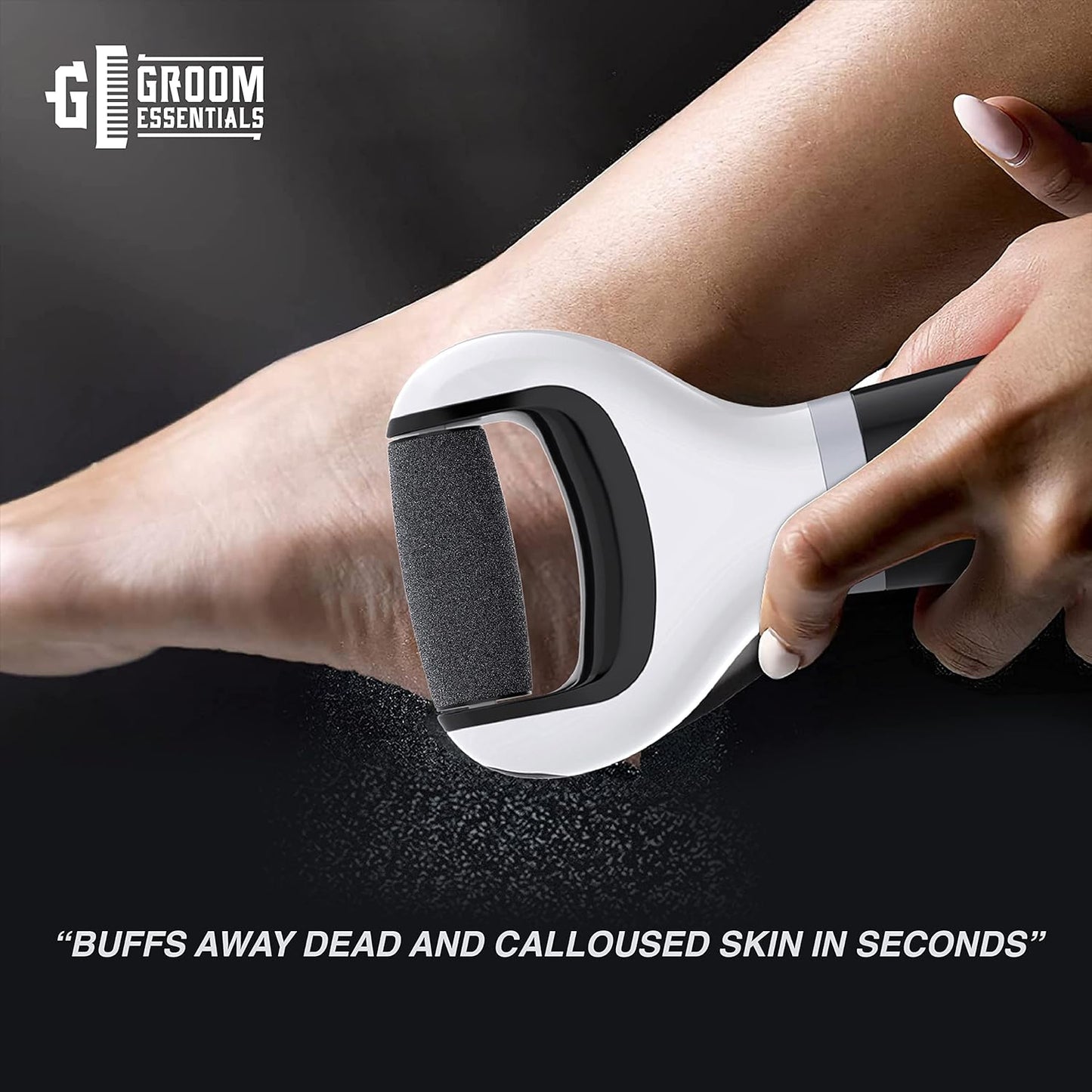 ChargeWorx Groom Essentials Cordless Callus Remover for Feet, Electric Pedicure Tool with Spinning Pumice Stone Head, Portable Foot Scrubber and Heel Scraper, Includes 2 Replacement Pumice Heads