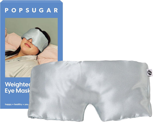POPSUGAR Weighted Sleep Eye Mask, Light-Blocking and Silk Eye Mask for Adults and Women, Best for Sleeping and Travel, Comfortable Contoured Design