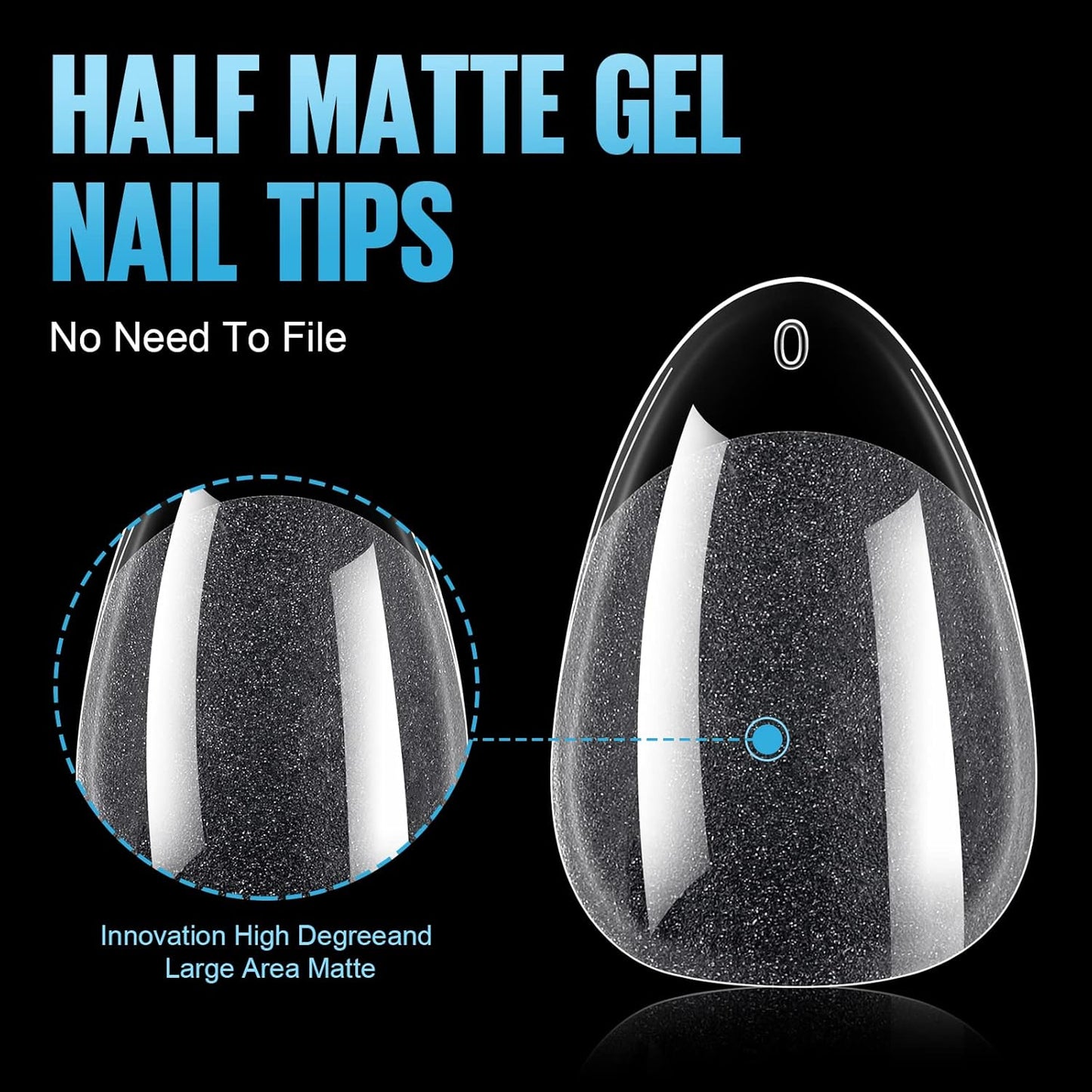 TOMICCA Short Almond Nail Tips,192Pcs Nail Tips Fake Nails Acrylic Nail Kit, 12Sizes Gel Clear Nails for Nail Extension Home DIY Nail Salon