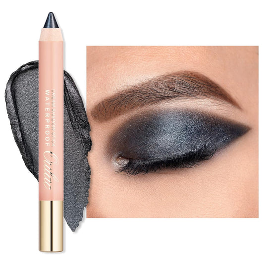 Oulac Black Eyeshadow Pencil - Waterproof Eye Shadow Stick Smooth and Long Lasting, Shimmering Glitter Finish, Blendable Eyes Makeup, Vegan Beauty 3.8g, (06) Text Me Black | alldaygood beauty