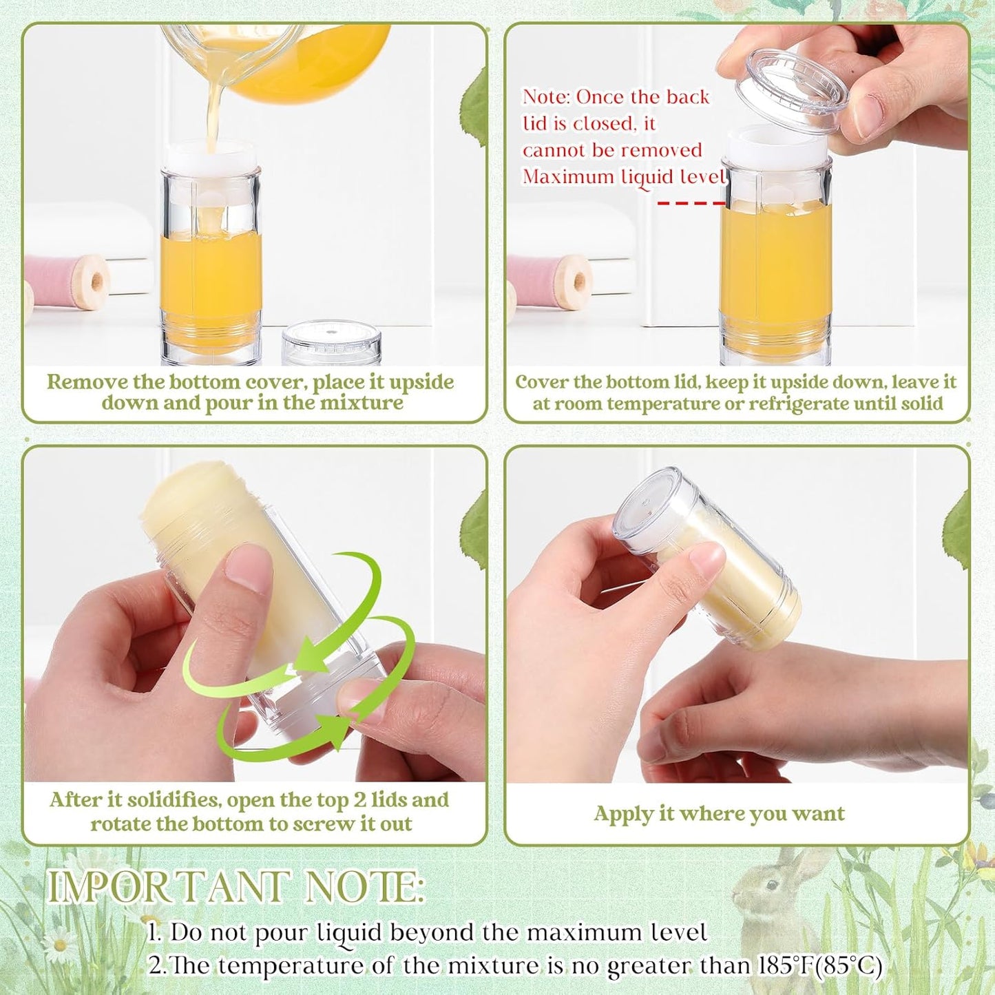 30 Pcs Empty Deodorant Containers Twist up Filling Stick Plastic Deodorant Container Refillable Bottles Bottomfill Round Lip Balm Tubes for Homemade DIY Lipstick Crayon(30 ml,Clear)