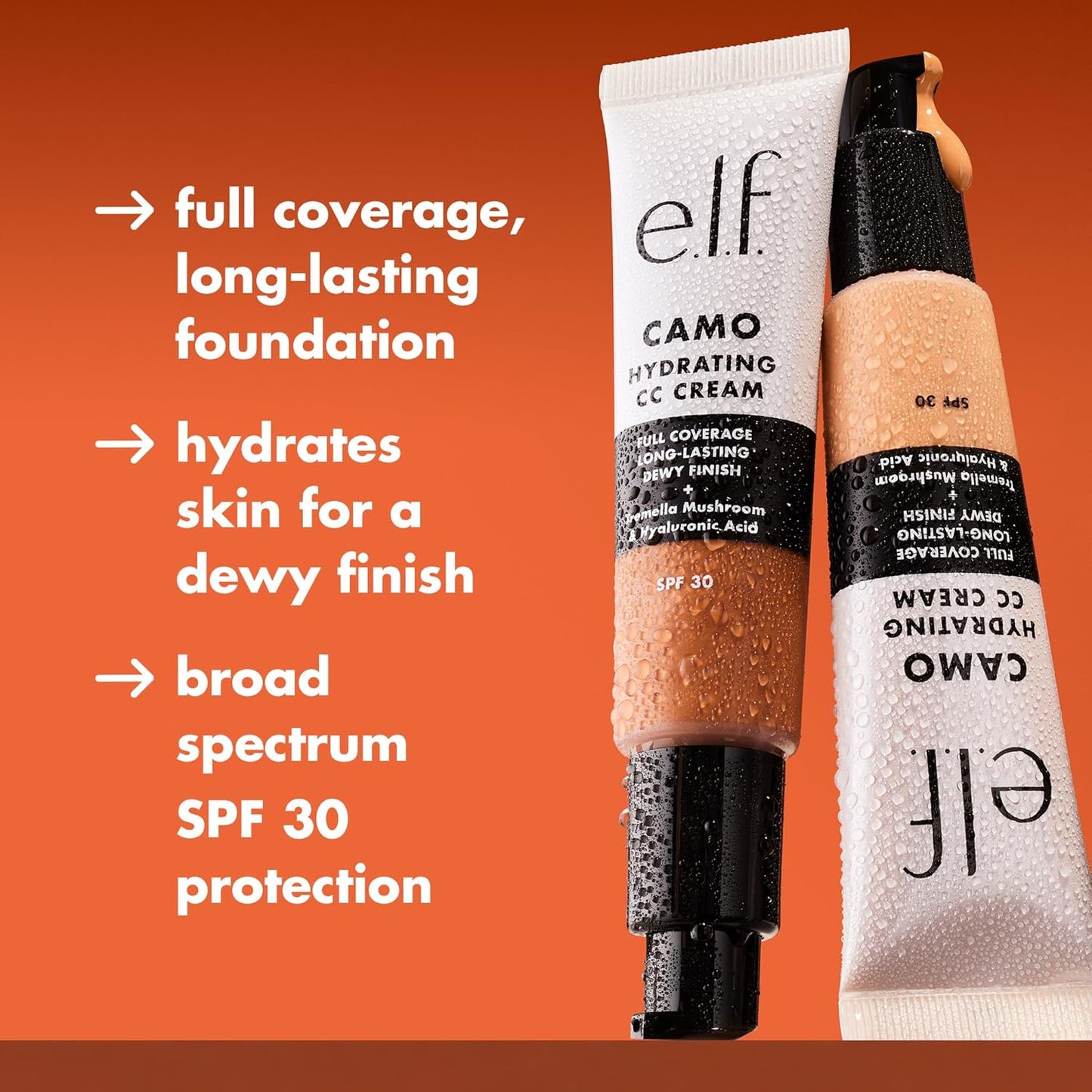 e.l.f. Hydrating Camo CC Cream, SPF 30, Color Correcting Full Coverage Foundation For A Dewy Finish, Vegan & Cruelty-Free, Medium 375 N