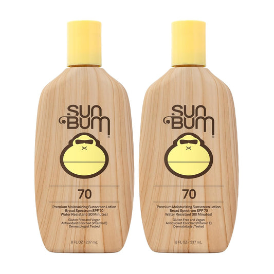 Sun Bum Original SPF 70 Sunscreen Lotion | Vegan and Hawaii 104 Act Compliant (Octinoxate & Oxybenzone Free) Broad Spectrum Moisturizing UVA/UVB Sunscreen with Vitamin E | 8 oz (Pack of 2) | alldaygood beauty