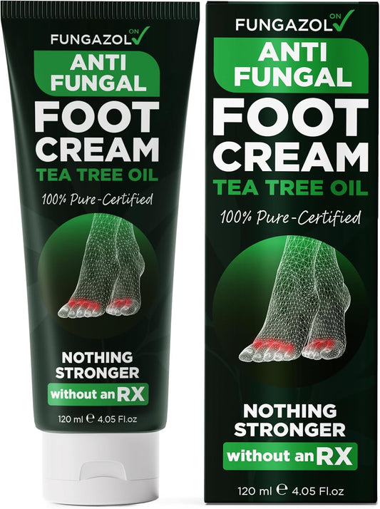 Foot Cream with Tea Tree Oil | Antifungal Cream to Soothes Cracked Heels, Dry Skin & Itchy Feet | Helps with Athlete’s Foot, Nail Fungus & Jock Itch | Relieves Itching & Burning | 4.05 fl oz