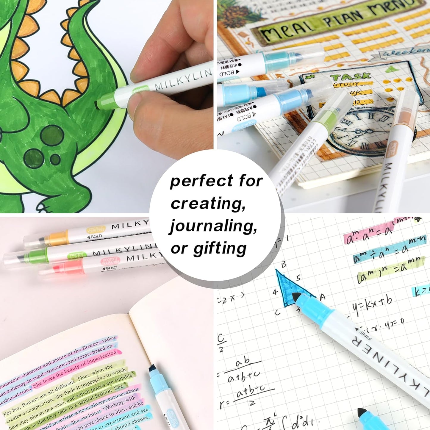 Pastel Highlighters Set, 24 Unique Retro Colors, Highlighters Assorted Colors, Quick Dry Dual tip and Fine Tip No Bleed Highlighter Markers for Bible Journals Planners Books Notes