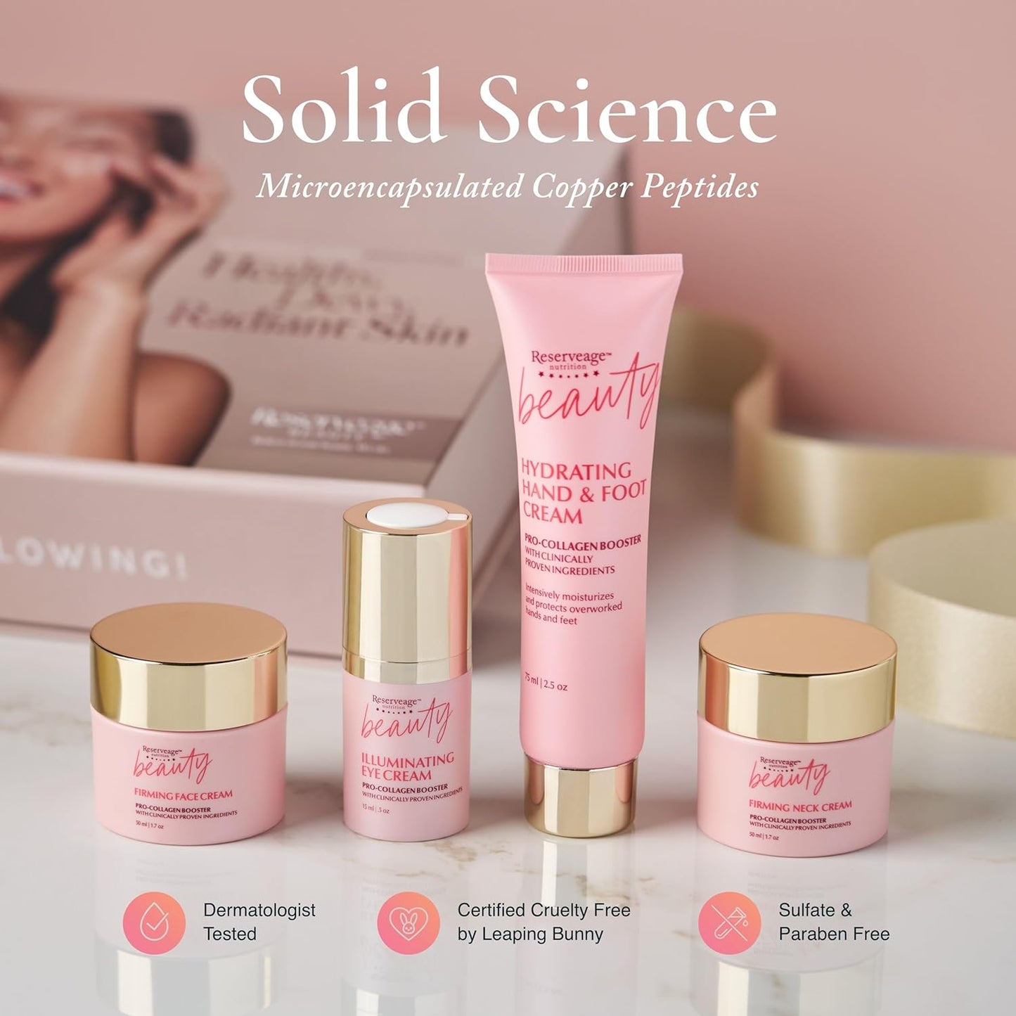 Reserveage Collagen Boosting Skincare Bundle - Includes Age-Defying Face Cream, Eye Cream, Hand & Foot Cream & Neck Cream for Women