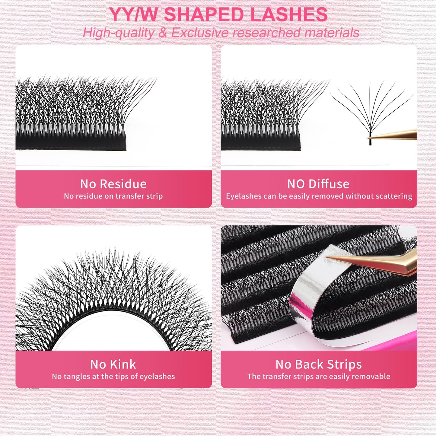 W Lash Extensions Supplies 8D Eyelash Extensions W Shape 0.07mm Thickness D Curl 12mm Premade Fans Easy Fan Lashes Volume Matte Black 12 Rows Crisscross Eye Lashes(W-8D-0.07-D,12mm)