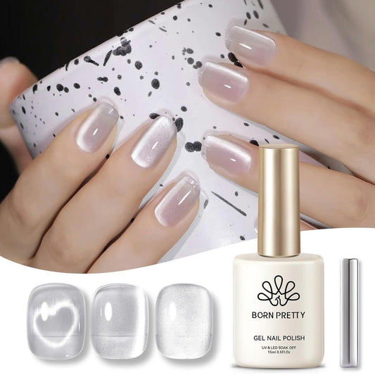 Born Pretty Magnetic Gel Nail Polish Moonlight White Cat Magnetic Eye Gel Polish White Auroras Nail Polish Nail Art Vanish 15ML | alldaygood beauty
