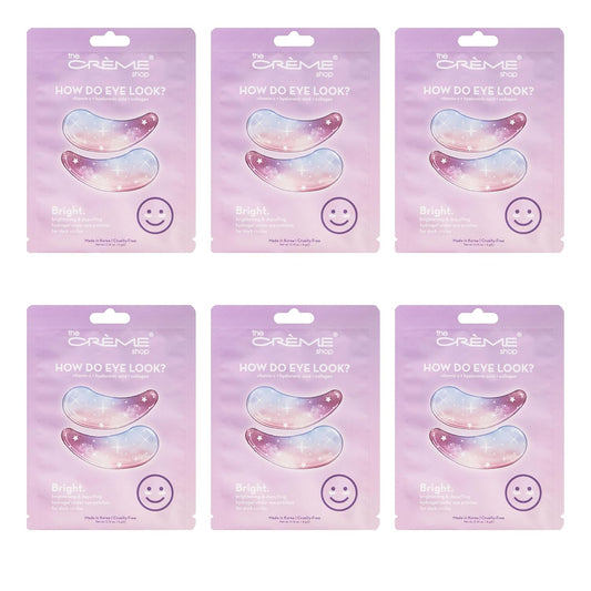 The Crème Shop How Do Eye Look? Vegan Illuminating Under Eye Patches for Brightening Depuffing with Vitamin C Hyaluronic Acid & Vegan Collagen 15 Min Quick Fix for Dark Circles Wrinkles (Set of 6Pack)