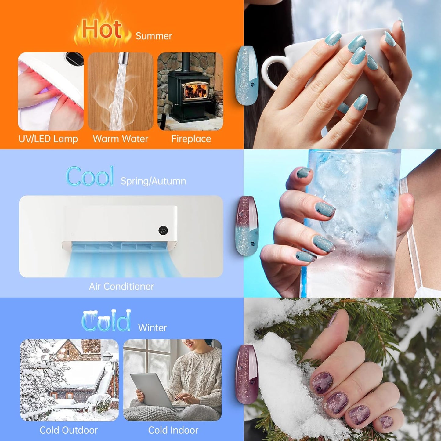 YTD Likomey Color Changing Gel Nail Polish,HEMA Free TPO Free,15ml Turquoise to Deep Purple Shimmer Glitter Mood Temperature Change Colors,Thermal Ombre Manicure Varnish,WB431