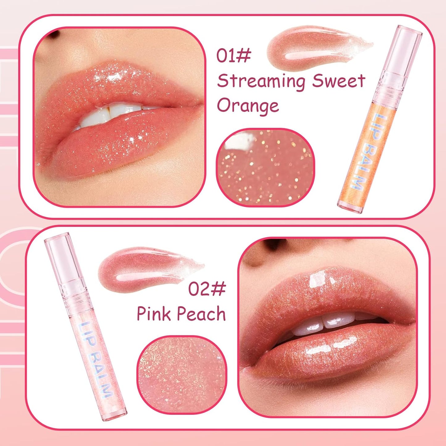 4 Pcs Shiny Lip Gloss Set,Non-sticky Long Lasting Moisturizing Lip Glow Oil Makeup Set with 2 Aloe Vera Color Changing Lipsticks for Women,Tinted Lip Balm & Lip Plumping Lip Gloss Set