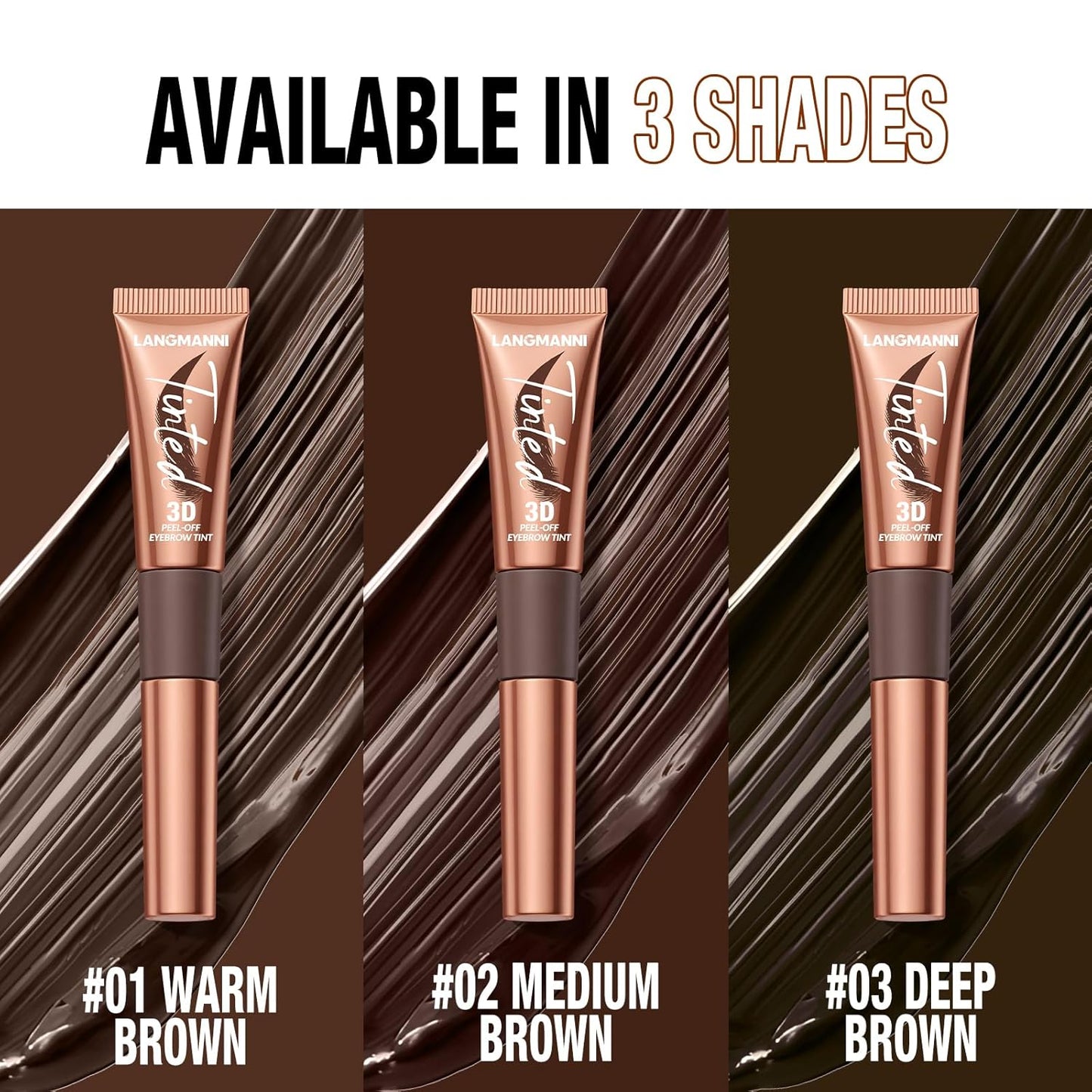 Tattoo Eyebrow Gel Peel Off 3 Colors Set:Tattoo Eyebrow Gel Easy Peel Off,Waterproof Longlasting Peel Off Eye Brow,Tinted Glue,Up to 3 Days Brow Stain.Makeup Gift Set for Women