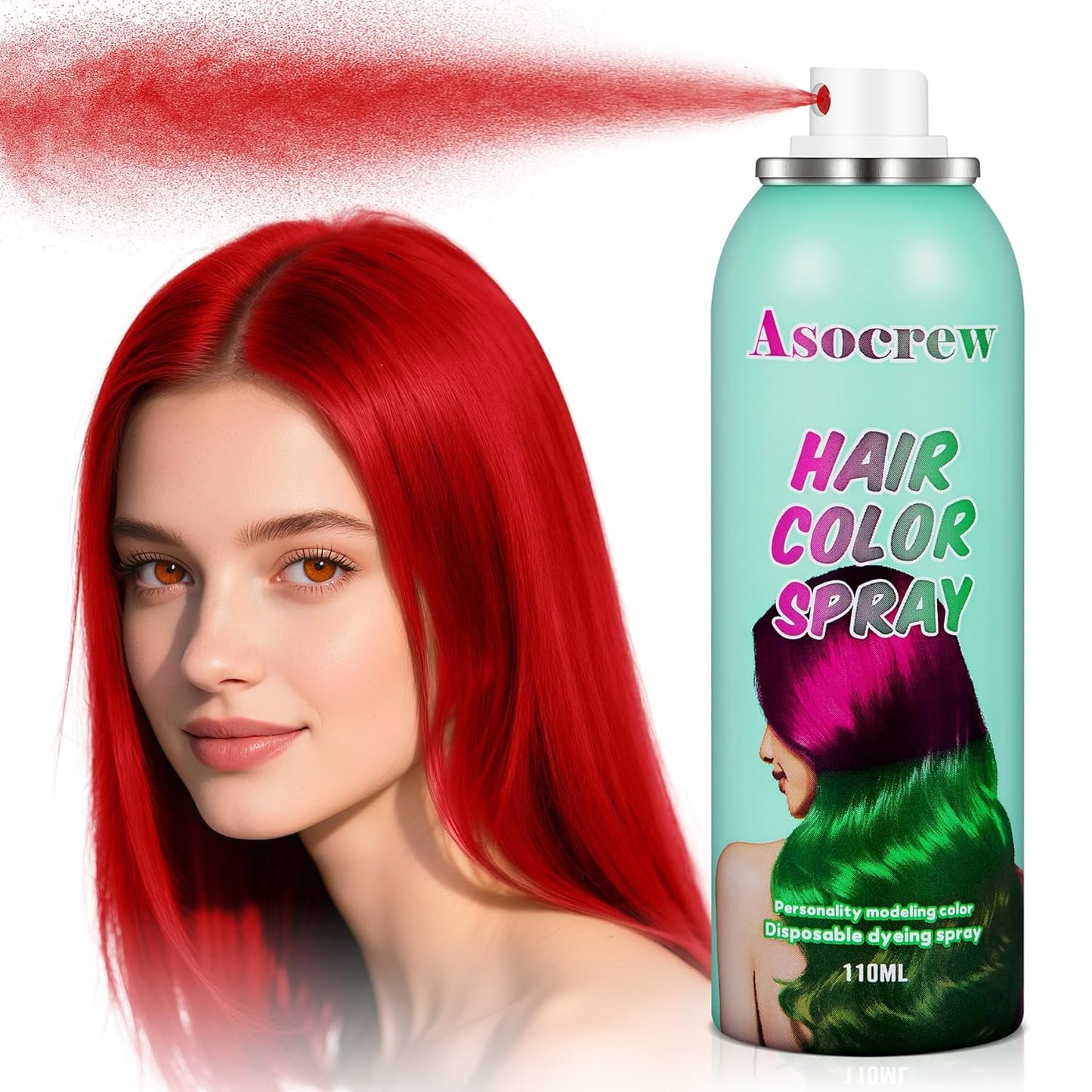 Red Hair Spray,Hair Color Spray Dye,Temporary Hair Color Spray for Kids Women,Hair Color Dye Pomades,Washable Hair Coloring Natural Color Hair Spray for Party,Halloween,Cosplay(Red)