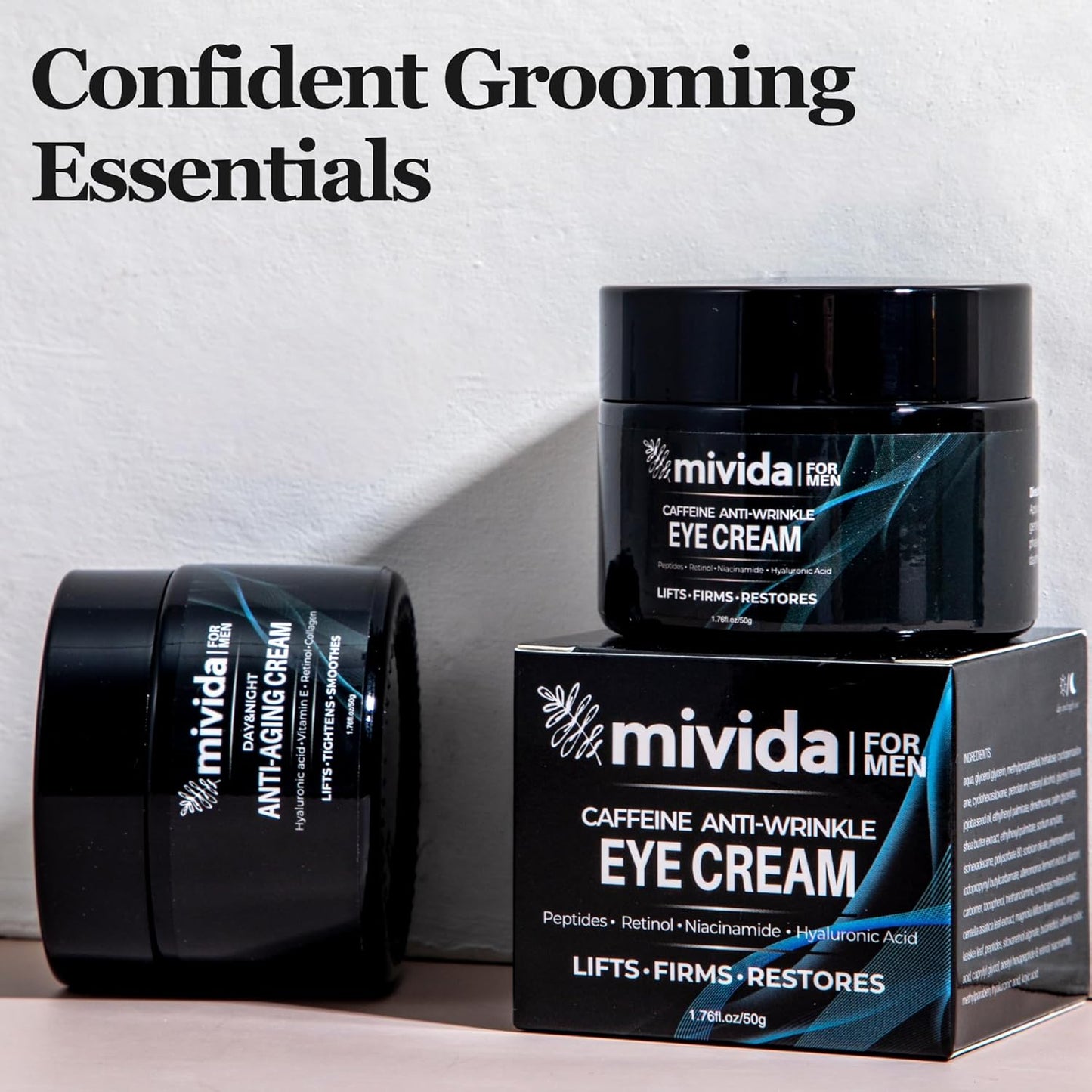 Caffeine Eye Cream For Men With Hyaluronic Acid | Anti Wrinkle Eye Moistuerizer For Men | Anti Aging Men Cream, Fine Lines, Dark Circles and Puffiness | 1.7 fl oz