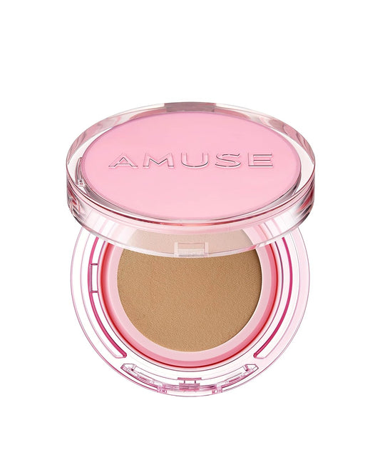 Amuse SEOUL DEW POWER VEGAN CUSHION FOUNDATION | Dewy, glow, long-lasting, double coverage, clean beauty, lightweight, natural look, foundation for sensitive skin, hydrating cushion (04 TAN) | alldaygood beauty