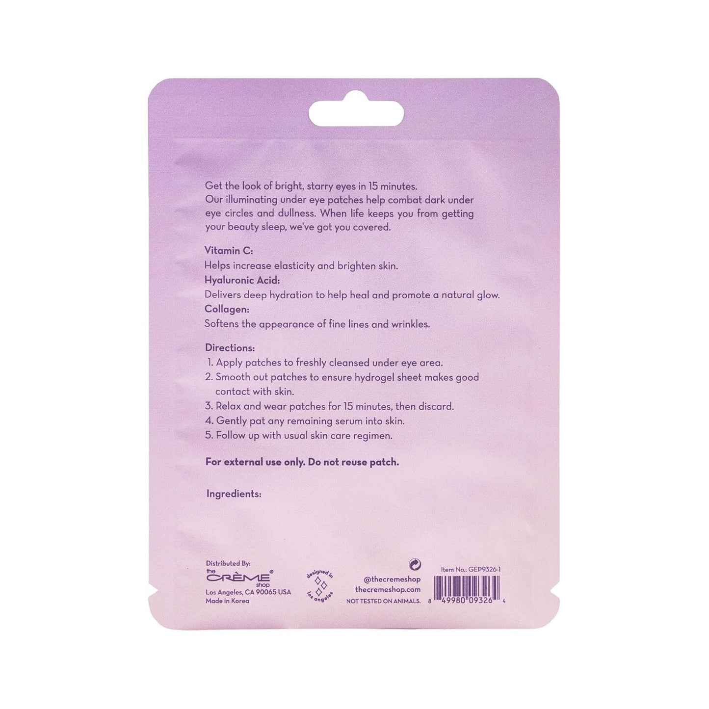 The Crème Shop How Do Eye Look? Vegan Illuminating Under Eye Patches for Brightening Depuffing with Vitamin C Hyaluronic Acid & Vegan Collagen 15 Min Quick Fix for Dark Circles Wrinkles (Set of 6Pack)