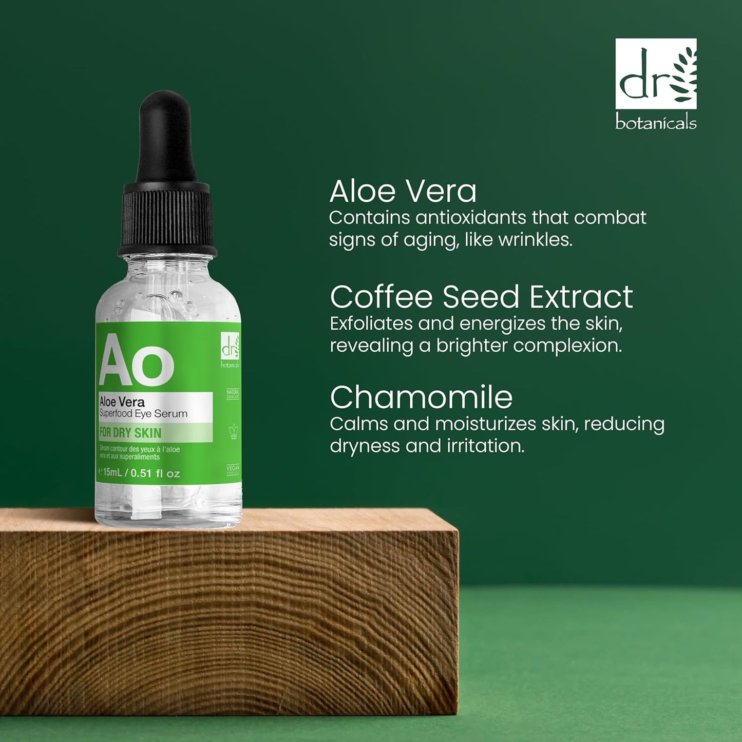 Dr Botanicals Aloe Vera Eye Serum | Eye Serum for Dark Circles and Puffiness - Hydrating and Soothing Formula for Plump - Reduce Puffiness and Fine Lines | Under Eye Serum | 0.15 fl oz