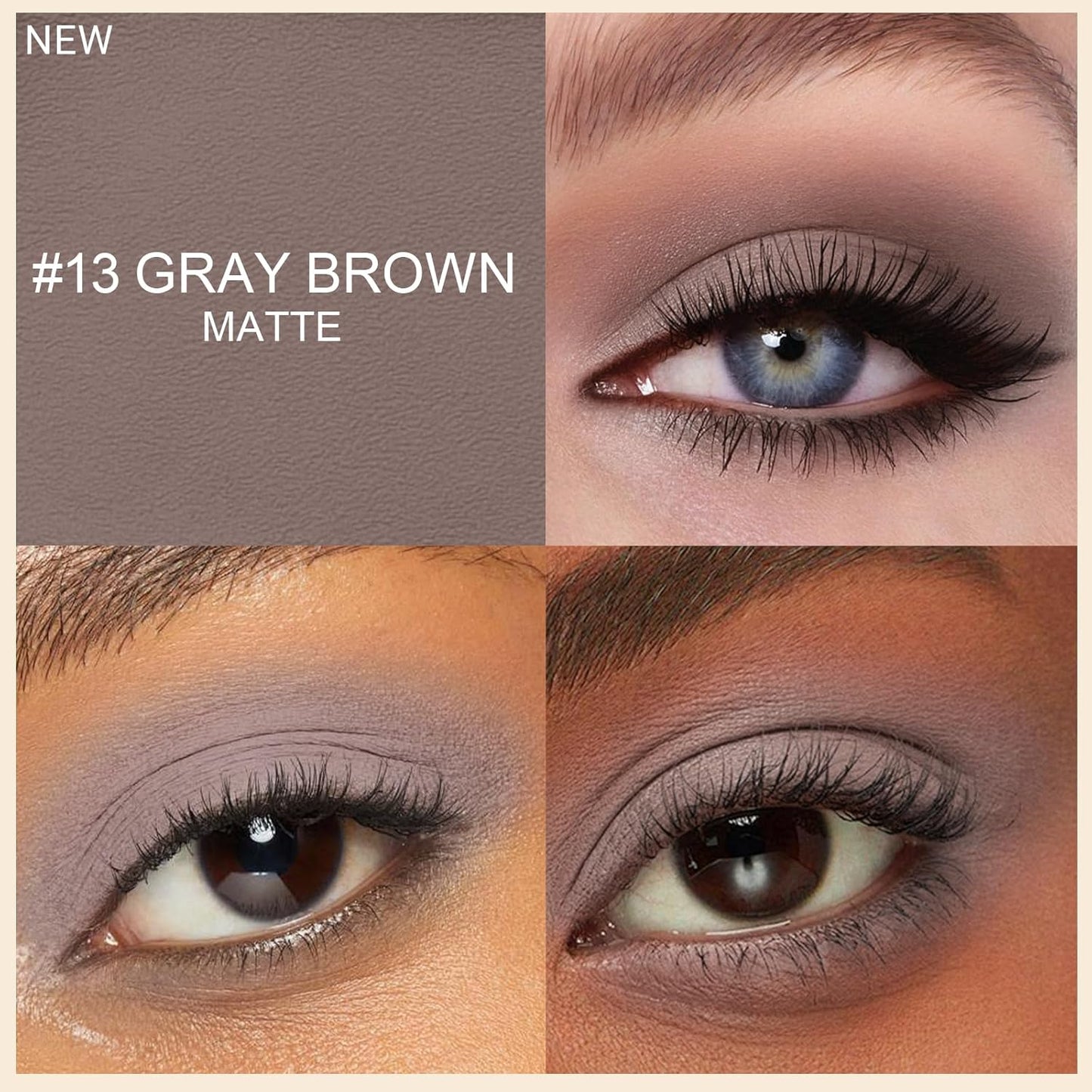 Erinde Waterproof Eyeshadow Stick, Cream Eye Shadow Stick, Long-Lasting, Crease-Proof, Cream to Powder Buildable & Blendable Eye Shadow Pencils Crayon, Vegan & Cruelty-Free, 13 Gray Brown