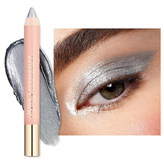Oulac Silver Glitter Eyeshadow Pencil - Waterproof Eye Shadow Stick Smooth and Long Lasting, Shimmering Glitter Finish, Blendable Eyes Makeup, Vegan & Cruelty-Free 3.8g, (09) Silver Heart | alldaygood beauty