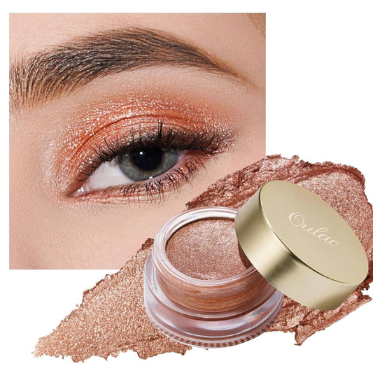 Oulac Warm Peach Glitter Cream Eyeshadow also as Highlighter, Large Capacity with Moisturizing Smooth Formula. Highly Pigmented Shimmer Eye Makeup.Waterproof,6g (08) | alldaygood beauty