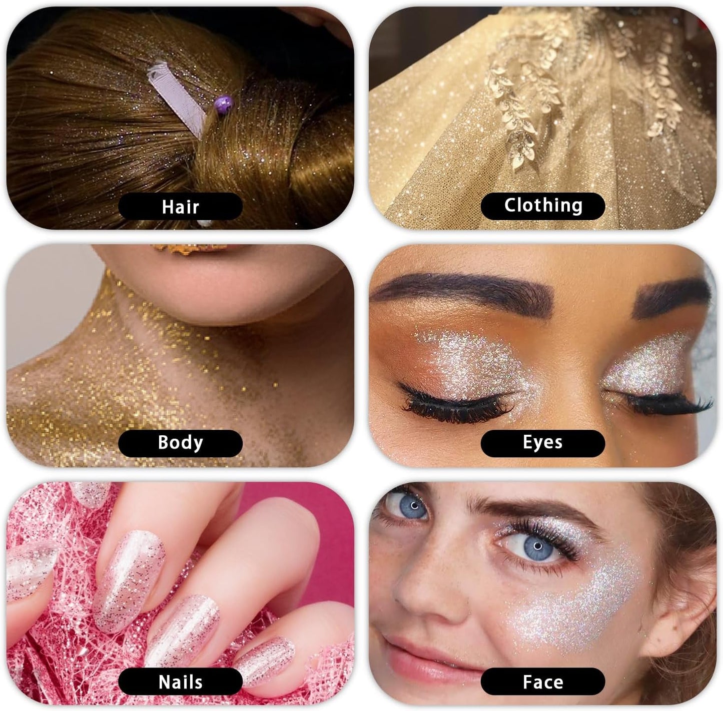 Hair and Body Glitter Spray, Holographic Glitter Highlighter Powder, Face Body Clothes Shiny Glitter, Loose Shimmer Hairspray Festival Rave Prom Accessories, 10g (07# Rainy-Rainbow)