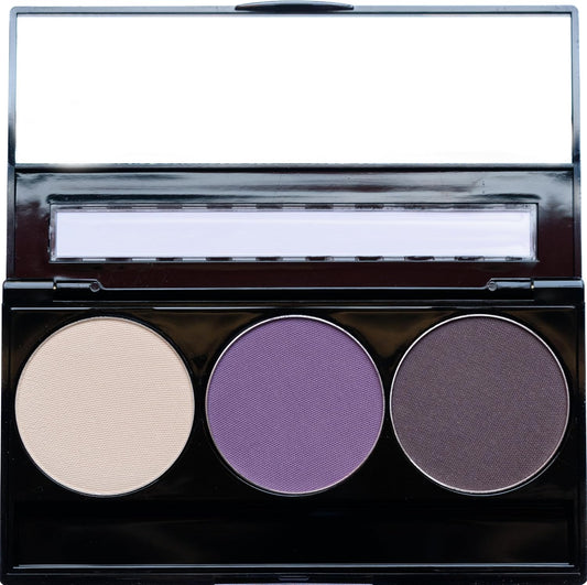 Off White, Matte Medium Lavender Violet, and Matte Deep Purple Vegan Eyeshadow Trio Palette; Talc, Paraben & Cruelty Free | alldaygood beauty