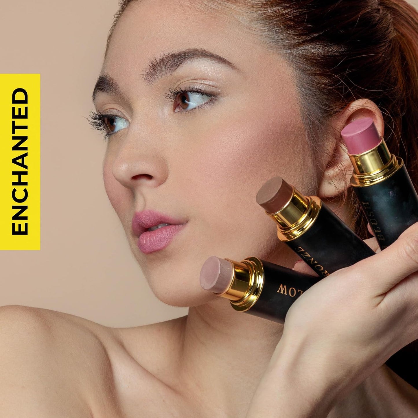 Cream Contour Stick Set – Blush, Bronzer & Highlighter Trio | Hydrating, Buildable, High-Pigment Makeup with Shea Butter & Vitamin E | Phoenix Beauty Gift Set (Enchanted)