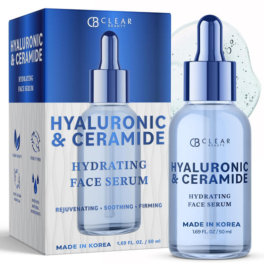 Hyaluronic & Ceramide Facial Serum - Dermatologist Tested, Anti-Aging, Korean Skin Care, Deep Hydration, Plumping & Smoothing - Vegan, Clean Beauty, Cruelty-Free, Non-GMO - 1.69 FL. Oz | alldaygood beauty