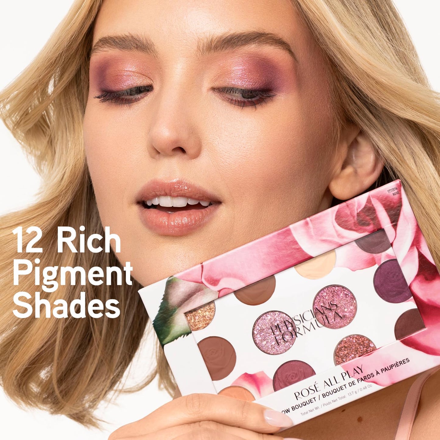 Physicians Formula Eyeshadow Bouquet, 12-Shade Palette with Shimmer, Matte & Satin Finishes, Enriched with Rose Extract – Rose All Play
