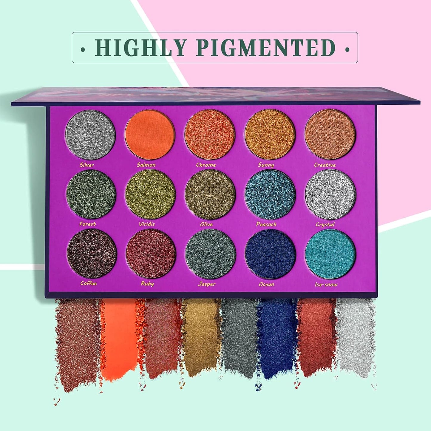 Dito 15 Color Jungle Eyeshadow Palette With 2Pcs Makeup Brush, Long Lasting Matte Makeup Palette With Mirror, Waterproof Shimmer Glitter Eyeshadow Pallet For Wife & Lover & Mother