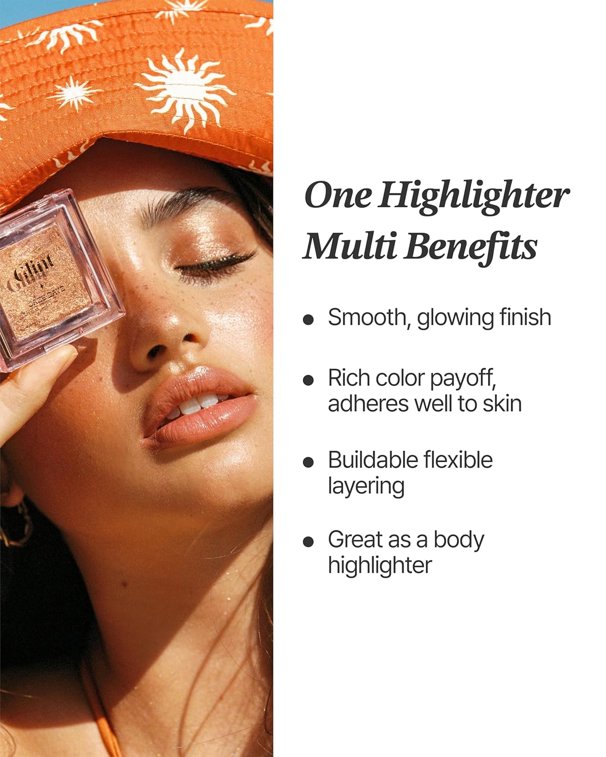 Glint Marble Highlighter (Sunset Bronze, 0.08oz) - Korean Makeup. Inspired Baked for Smooth, Radiant Glow, Long-Lasting Wear. Enriched with Micro Pearl Particles