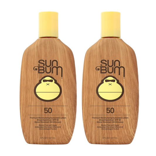 Sun Bum Original SPF 50 Sunscreen Lotion | Vegan and Reef Friendly (Octinoxate & Oxybenzone Free) Broad Spectrum Moisturizing UVA/UVB Sunscreen with Vitamin E | 8 oz (Pack of 2) | alldaygood beauty