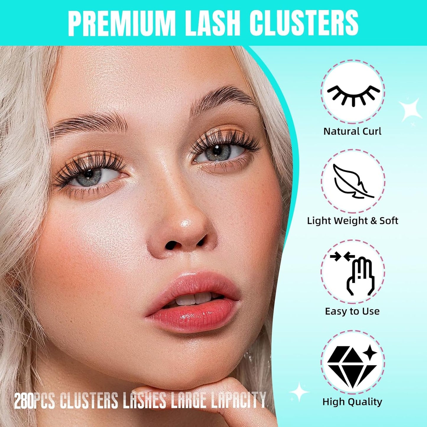 Lash Clusters Wispy 280PCS Eyelash Extension 30D Cluster Lashes Individual Lashes DIY Lash Extension Natural Look Cluster Eyelash Extensions Soft False Eyelashes at Home for Beginners(14mm)