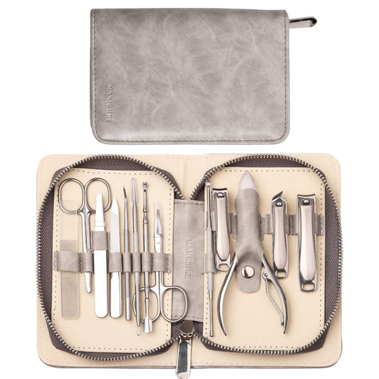 FAMILIFE Professional Manicure Set, Manicure Kit, Nail Clippers Set, Stainless Steel Pedicure Tool, Nail Kit with Portable Leather Travel Case Luxury Gifts for Him | alldaygood beauty