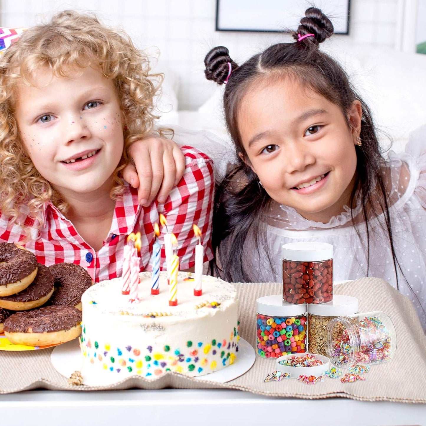 SATINIOR 36 Pieces 8 oz Plastic Jars with Lids Wide Mouth Airtight Reusable Container Acrylic Cosmetic Small Jars for Lotions Ointments Travel Toiletries Creams Make up Storage(White)