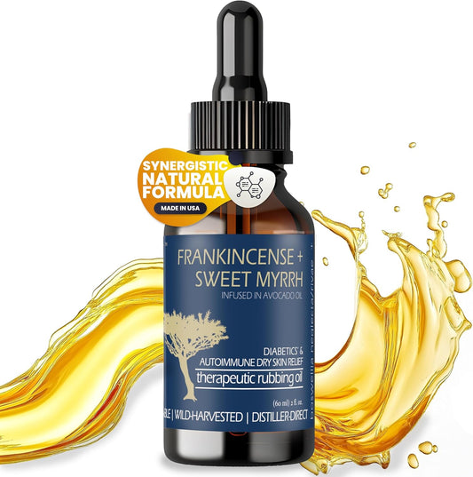 BALM OF GILEAD Neuropathy Frankincense & Sweet Myrrh Therapeutic Rubbing Oil - Instant Diabetic's & Autoimmune Dry Skin Relief & Repair, 2 fl oz | alldaygood beauty