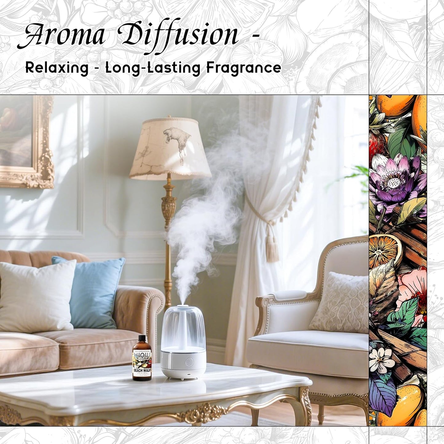 HIQILI Beach Walk Fragrance Oil for Diffuser & Humidifier, Candle & Soap Making, Luxury Hotel Scents, Perfect as a Gift - 5.07 Fl Oz